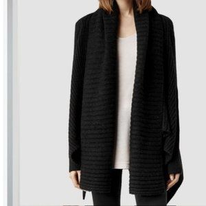 Allsaints Sefir Open Front Wool Cardigan Black XS